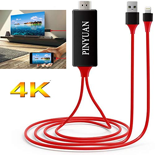 Product Cover PINYUAN Compatible with iPhone iPad to HDMI Adapter Cable, 1080P Digital AV HDMI Adaptor Connector Cord for iPhone Xs Max XR X 8 7 6 Plus iPad Pro Air Mini iPod - Plug and Play