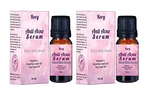 Product Cover Rory Anti Acne Serum Clears Acne/Pimples, Acne Scars, Whiteheads/Blackheads Chamomile Skin Care Stone Embellish Firm Brilliantly Tea Tree & Vit C (Pack of 2)