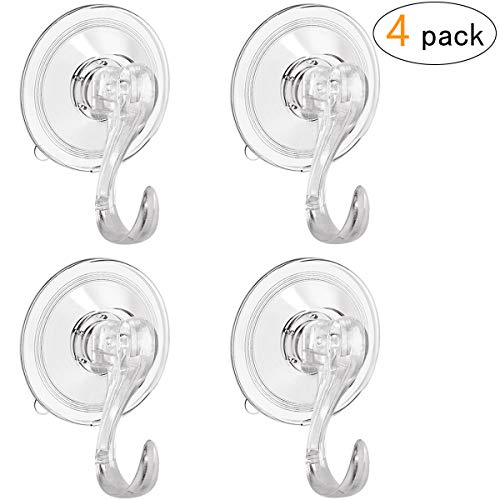 Product Cover 4PCS Wreath Hanger, Suction Cup Hooks with Key Lock, Heavy Duty Vacuum Shower Suction Hooks Wreath Holder for Christmas Wall Window, Plastic Hooks Holds up to 22 Lbs