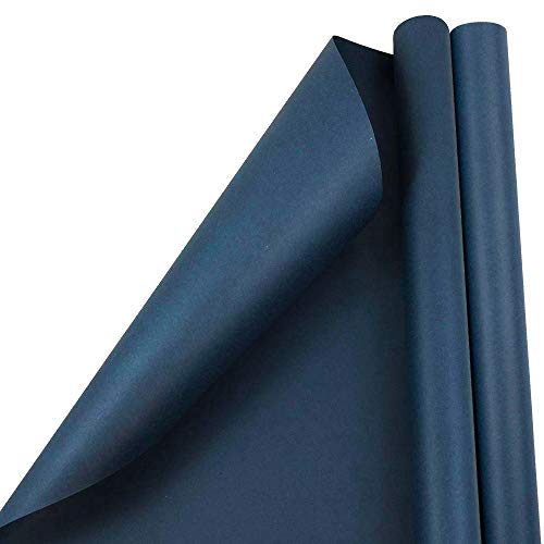 Product Cover JAM PAPER Gift Wrap - Matte Wrapping Paper - 25 Sq Ft per Roll - Matte Cobalt Navy Blue - 2/Pack