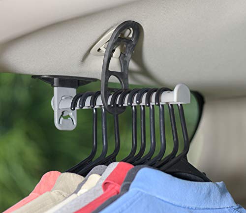 Product Cover Hang It Up - New Improved Easy to Install 2019 Model Compact Car Clothing Hanger Rod Without The Hassle of a Full-Cabin Bar, Vehicle Garment Organizer, Clothes Rack, Car Hanging Rod for Travel (Gray)