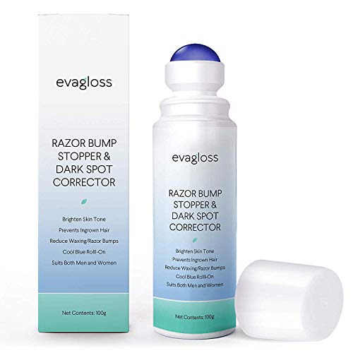 Product Cover Evagloss Razor Bump Stopper- After Shave Solution for Ingrown Hairs and Razor Burns, Dark Spot Corrector Skin Lightening, Roll-On for Men and Women -100g