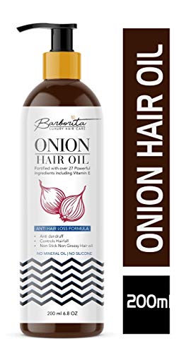 Product Cover Barborita Onion hair oil with 27 ingredients including vitamin E for hair No mineral oil and NO silicone 200ml