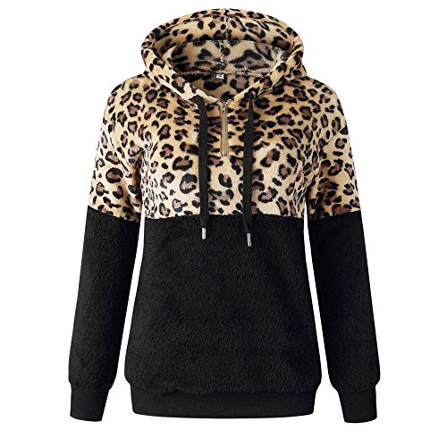 Product Cover Gets Sherpa Hoodie Women Long Sleeve Fleece Pullovers Quarter Zipper Hoodies Fall Thermal Fuzzy Coat Leopard Print
