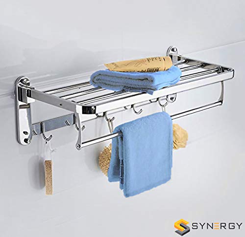 Product Cover SYNERGY - 304 Grade - 24 Inch Stainless Steel Folding Towel Rack for Bathroom/Towel Stand/Hanger/Bathroom Accessories (SY-TH8)