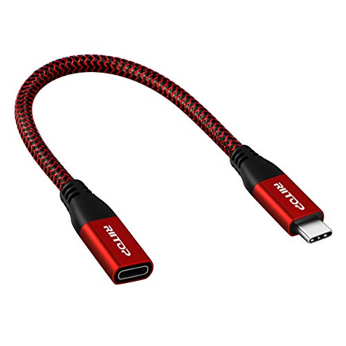Product Cover USB C Extension Cable Short, RIITOP USB-C Male to Female Extender Braided Cord for Nintendo Switch, MacBook Pro 7.8inch (Thunderbolt 3 Compatible)