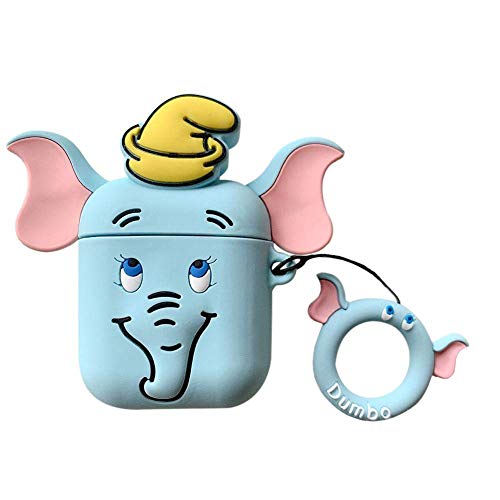 Product Cover kpurple Airpods Case, Elephant Dumbo Case with Finger Holder for Apple Airpods with Charging Case Protective Protector Walt Disneyland Lovely Kawaii Fun Girls Teens Boys (Blue Dumbo)