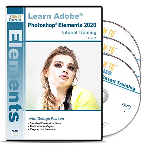 Product Cover Adobe Photoshop Elements 2020 Training 3 DVDs Over 19 Hours in 240 Software Tutorials with Easy to Follow Videos plus Tips and Tricks for Windows