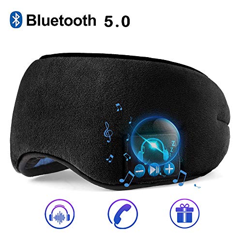 Product Cover Bluetooth Sleep Mask with Sleep Headphones - 2020 Upgrade Bluetooth 5.0 - Built-in Speakers & MIC, Handsfree Call, Music, Washable - Travel Accessory, Gift