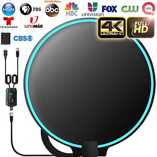 Product Cover [Upgraded 2020] Amplified HD Digital TV Antenna Long 120 Miles Range - Support 4K 1080p Fire tv Stick and All Older TV's Indoor Powerful HDTV Amplifier Signal Booster - 18ft Coax Cable/AC Adapter