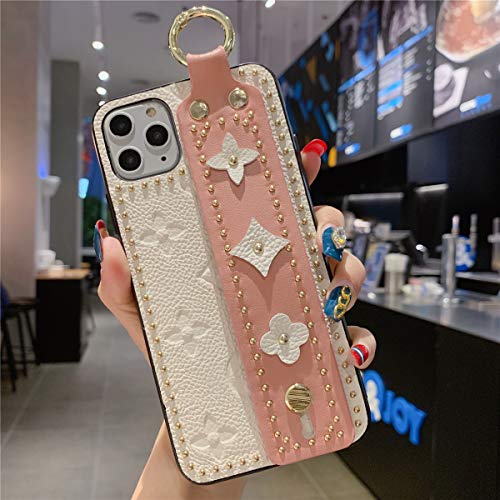 Product Cover OEMDIY Case for iPhone 11 Pro Max Luxury Leather Cases Silicone Soft Phone Case Back Cover with Wrist Strap Stand 6.5 inch (Pink)