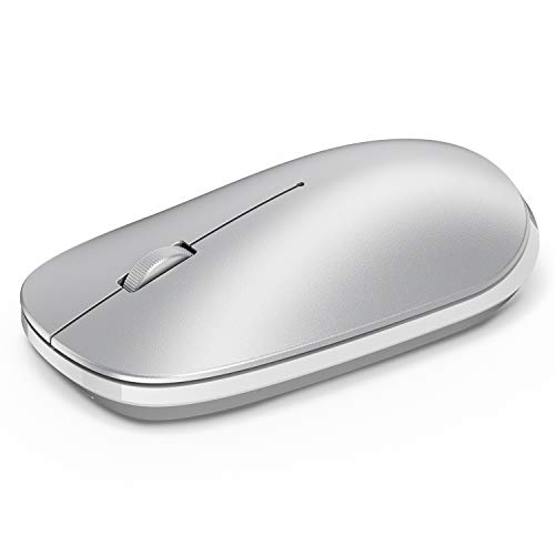 Product Cover OMOTON Bluetooth Mouse for iPad and iPhone (iPadOS 13 / iOS 13 and Above), Ultra-Thin Wireless Mouse Compatible with Bluetooth Enabled Computer, Laptop, PC, Notebook, and Mac Series, Silver