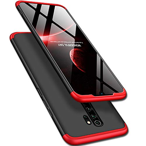 Product Cover TheGiftKart Full Body 3 in 1 Slim Fit 360 Degree Protection Hard Bumper Back Case Cover for Xiaomi Redmi Note 8 Pro (Red Black) [ Launch Offer ]