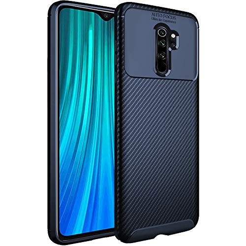 Product Cover TheGiftKart Rugged Shockproof Carbon Fibre Slim Armour Back Cover Case for Xiaomi Redmi Note 8 Pro (Navy Blue)
