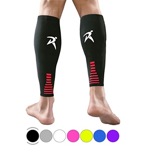 Product Cover Rymora Calf Compression Sleeves Men Women Shin Splints Running (Pair Black) (2XL)