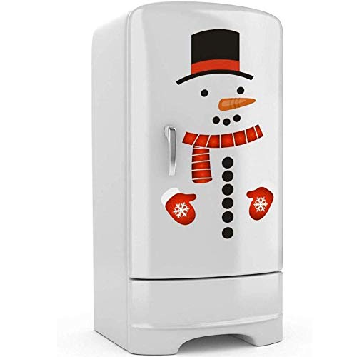 Product Cover Christmas Snowman Stickers Set of 16, Cute Funny Fridge Stickers Refrigerator Stickers Holiday Christmas Decorations for Fridge, Garage, Office Cabinets, Door, Windows (Big Snowman 1Pack)