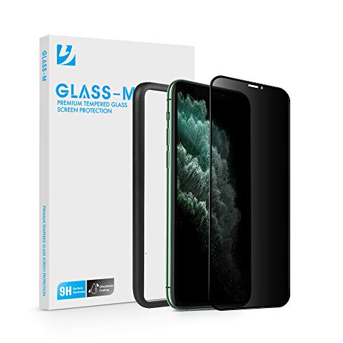 Product Cover GLASS-M Privacy Screen Protector for iPhone 11 Pro Max iPhone Xs Max, 180 Degree Anti-spy, Full Coverage Tempered Glass Screen Protector with Easy Installation Frame