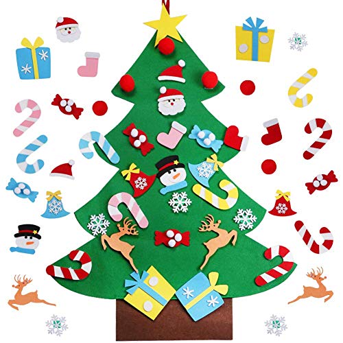 Product Cover KIMIOX DIY Felt Christmas Tree with 30pcs Ornaments, Xmas Gifts for Kids New Year Handmade Christmas Door Wall Hanging Decorations