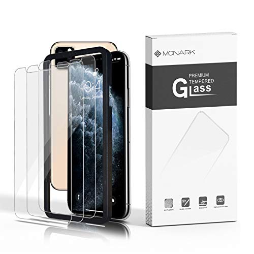 Product Cover New Self-Installing Design ~ iPhone 11 Screen Protector, iPhone XR Screen Protector, Tempered Glass Film for Apple iPhone XR & iPhone 11, 3-Pack with Frame