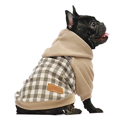 Product Cover Fitwarm Knitted Pet Clothes Dog Sweater Hoodie Sweatshirts Pullover Cat Jackets Khaki Medium