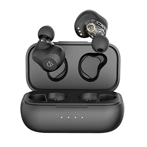 Product Cover SOUNDPEATS Dual Dynamic Drivers Wireless Earbuds, Bluetooth 5.0 Headphones with Dual Crossovers, APTX Audio CVC Noise Cancellation Built in Mic, in-Ear Earphones with Charging Case, 27 Hours Playtime