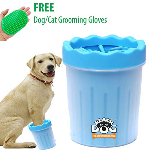 Product Cover Black Dog Dog Grooming Foot/Paw Washing Cup, Pet Paw Cleaner, Portable Dog Washer with Feet Soft Silicone Bristles Small Medium Dogs (Small-Color May Vary)