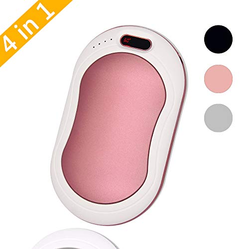 Product Cover Aolantai Rechargeable Hand Warmers 4-in-1 10000mAh Battery Charger with Vibration Massage Emergency Light,Portable Reusable Hand Warmers with Double-Side Heat for Winter Sports,Ski, Gift (Rose Gold)