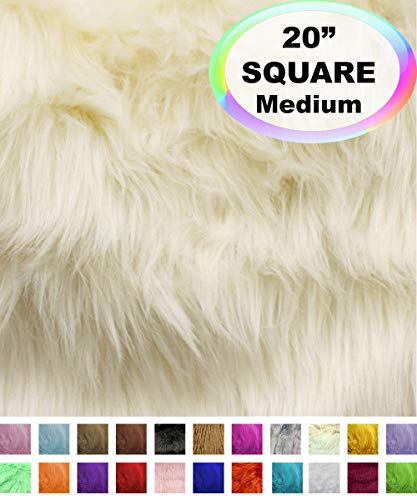 Product Cover Barcelonetta | Faux Fur Squares | Shaggy Fur Fabric Cuts, Patches | Craft, Costume, Camera Floor & Decoration (Ivory, 20
