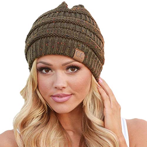 Product Cover Suines Women Winter Warm Stretch Knitted Cap Beanie Hats Headband Skullies & Beanies Brown