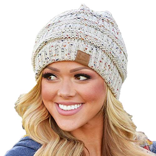 Product Cover Suines Women Winter Warm Stretch Knitted Cap Beanie Hats Headband Skullies & Beanies White