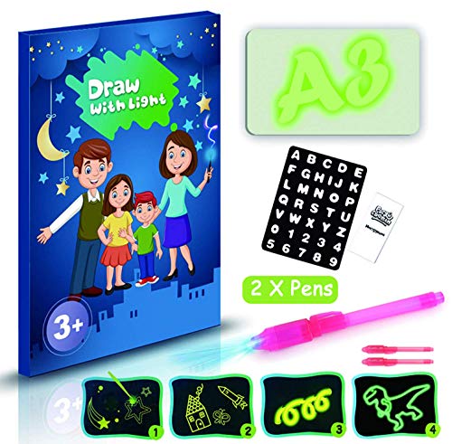 Product Cover Farielyn-X Draw with Light-Fun Drawing Board Pad Tablet for Kids- Glow LED Child Sketchpad Funny Toys Doodstage Light Drawing Fun and Developing Toy Gift Luminous Drawing Board Set (L)