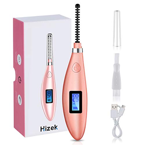 Product Cover Heated Eyelash Curler,Hizek Portable Eyelash Curler【2020 Newest】Mini USB Rechargeable Lash Curler with LCD Display for Eyelashes Quick Natural Curling and 24 Hours Long Lasting