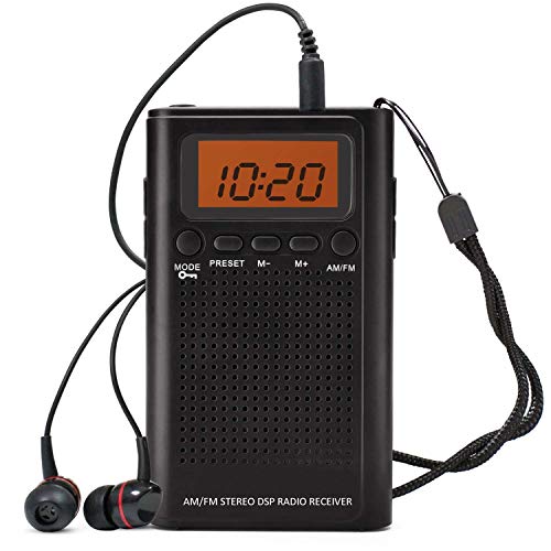 Product Cover Horologe AM FM Pocket Radio, Portable Alarm Clock Radio with Time, Alarm, Radio, Digital Display,Stereo Mode
