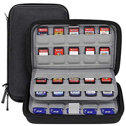 Product Cover Sisma 80 Games Holder Cartridges Storage Case for Nintendo Switch PS Vita Physical Games and SD Cards, Black