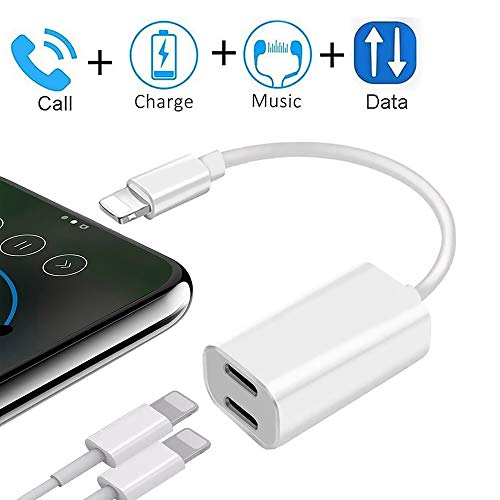 Product Cover [Apple MFi Certified] iPhone Splitter Adapter Double Headphone Charge,Dual 2in1 Headphone AUX Audio and Charger Adapter Splitter for iPhone X XS XS Max XR 8 7 6