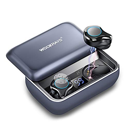 Product Cover Wireless Earbuds, WOOKRAYS Bluetooth 5.0 Headphones with 3000mAh Charging Case 120H Playtime, 3D Stereo Sound IPX7 Waterproof in-Ear Bluetooth Earphones with Mic, Touch Control for Work Sports