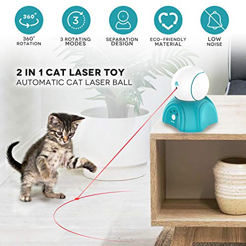 Product Cover petnf Cat Laser Toy,Laser Ball for Cats,Cat Toys Interactive,Non-Toxic and Eco-Friendly Cat Toy with Three Play Mode,Separation Design and Timer Setting Laser Toy,360°Automatic Rotating Laser Toy