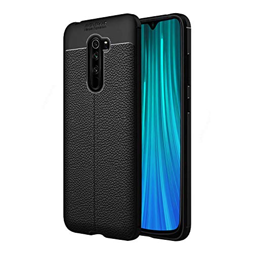 Product Cover CEDO Silicon Soft Flexible Leather Textured Auto Focus Shock Proof Bumper Back Cover for Xiaomi Redmi Note 8 Pro (Black)