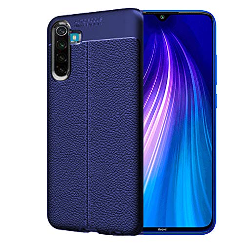 Product Cover CEDO Silicon Soft Flexible Leather Textured Auto Focus Shock Proof Bumper Back Cover for Xiaomi Redmi Note 8 (Blue)