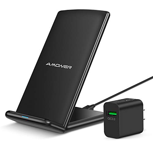Product Cover Amoner Wireless Charger, Qi-Certified 10W Wireless Charging Stand with 18W QC 3.0 Adapter Compatible with Galaxy S10/S9/S9+/S8/S8+, iPhone 11/11 Pro/11 Pro Max/Xs Max/Xs/XR/X/8/8Plus