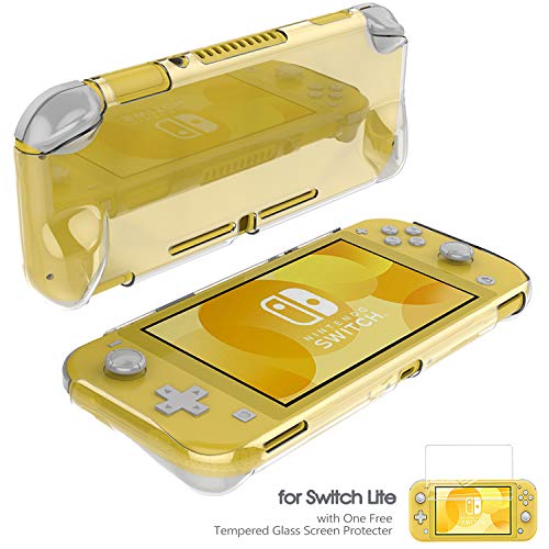 Product Cover Cover Case for Nintendo Switch Lite,Donobi Protective Crystal Clear PC Case for Switch Lite Console,Shock-Absorption Anti-Scratch Non-Slip Grip Cover with Tempered Glass Screen Protector-Clear