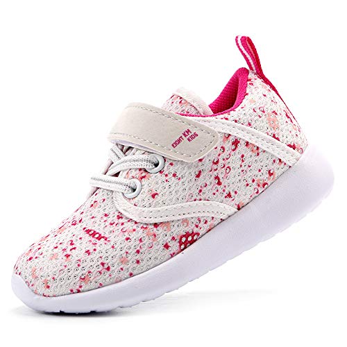 Product Cover EIGHT KM Girls Toddler Kids EKM7025 Lightweight Breathable Splattered Pink Fabric Sneakers with Velcro Shoes Size 10.5 US