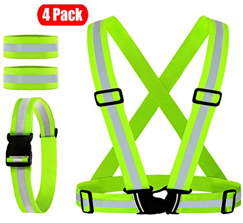 Product Cover Reflective Vest, Reflective Glow Belt with 2Pack Reflector Armbands, Adjustable Elastic Safety Vest Outdoor Reflective Belt High Visibility, Ultralight & Comfy for Running, Jogging, Walking, Cycling,