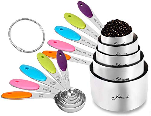 Product Cover Measuring Cups and Spoons Set of 10, Stainless Steel Kitchen Cups and Spoons for Dry and Liquid Ingredients