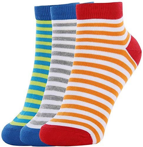 Product Cover FOOTPRINTS Organic cotton Kids Socks -5-8 years - Pack of 3 Pairs - Colourful Stripes