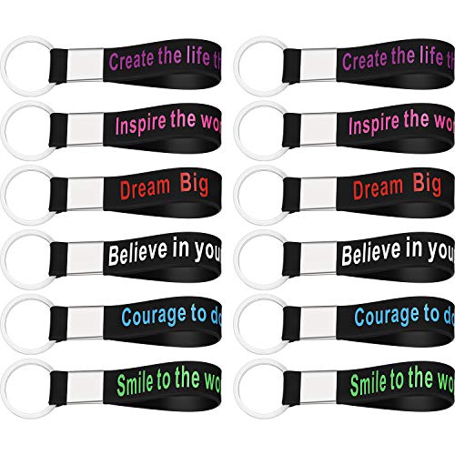 Product Cover 24 Pack Motivational Quote Keychains Silicone Rubber Key Rings with Inspirational Words for Men Women