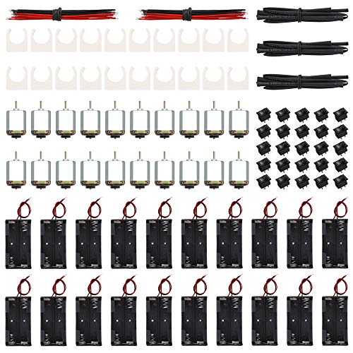 Product Cover Sntieecr 20 Set DC Motors Kit, Mini Electric Motor 3V 15000 RPM Hobby Motor with AA Battery Holder, Motor Bracket, Rocker Switch and Electronic Wires for DIY STEM Robotic Science Projects