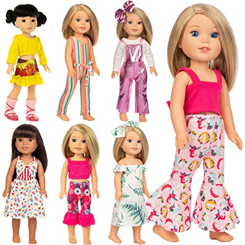 Product Cover ZITA ELEMENT 7 Sets Quality Cute Wellie Doll Clothes and Dress for American 14.5 Inch Girl Doll and Other 14 Inch to 14.5 Inch Wishers Dolls Clothing Outfits
