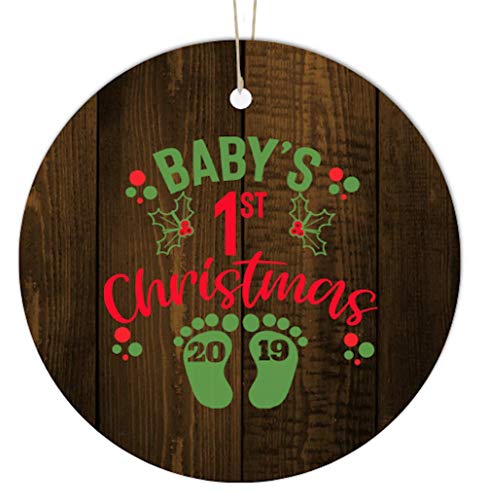 Product Cover Everyday Hero Co. Baby's First Christmas Ornament 2019 Keepsake Personalized Ceramic Ornament My First for Newborn Infant Boy, Girl, Mom, Dad, Grandparent 2019 Baby First Christmas Ornament