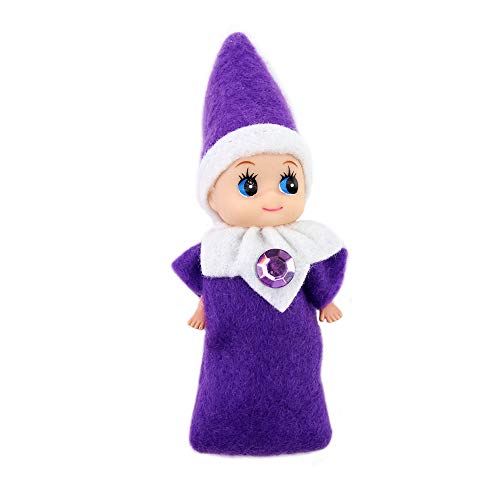 Product Cover WULEEUPER Tiny Baby Elf Doll | Christmas Miniature Elf Doll | Baby Elves Dolls Toys | Xmas Decoration Gift (Purple Girl)